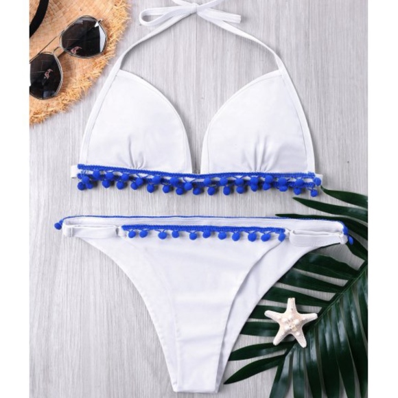 Other - ❌White Pom Pom Print Bikini